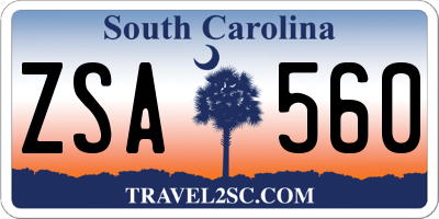 SC license plate ZSA560
