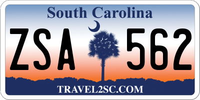 SC license plate ZSA562