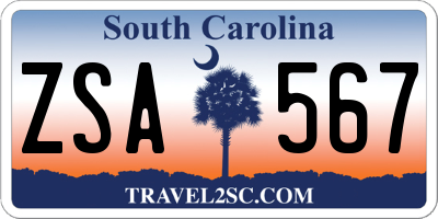 SC license plate ZSA567