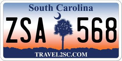 SC license plate ZSA568