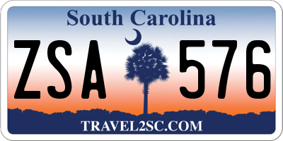 SC license plate ZSA576