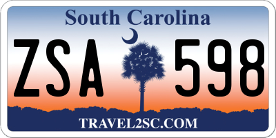 SC license plate ZSA598