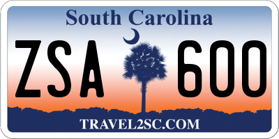 SC license plate ZSA600