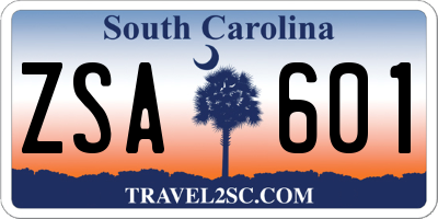 SC license plate ZSA601