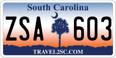 SC license plate ZSA603