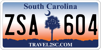 SC license plate ZSA604