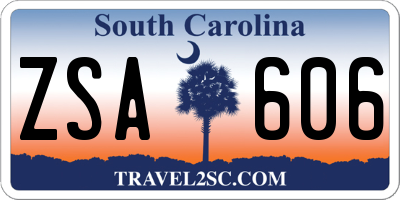 SC license plate ZSA606