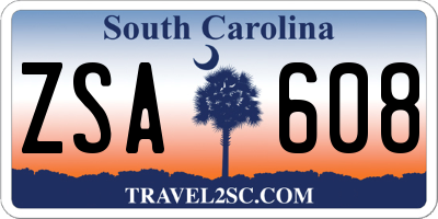 SC license plate ZSA608