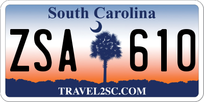 SC license plate ZSA610