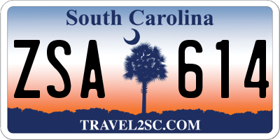 SC license plate ZSA614