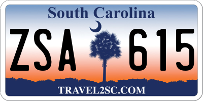 SC license plate ZSA615