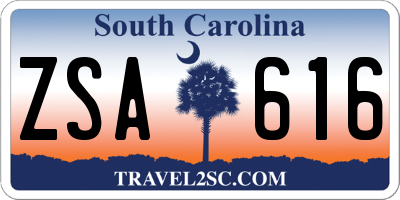 SC license plate ZSA616