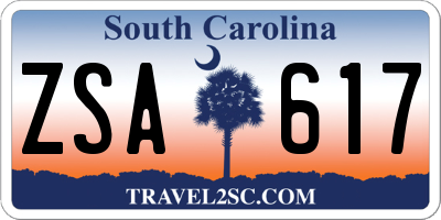 SC license plate ZSA617