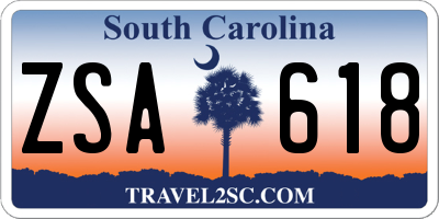 SC license plate ZSA618