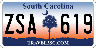 SC license plate ZSA619