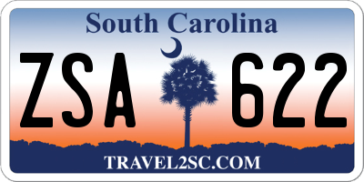 SC license plate ZSA622