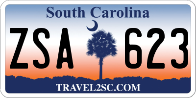 SC license plate ZSA623