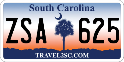 SC license plate ZSA625