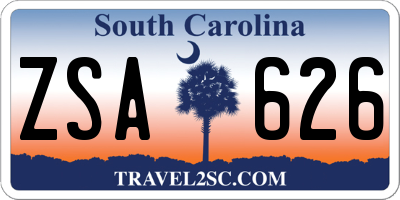 SC license plate ZSA626