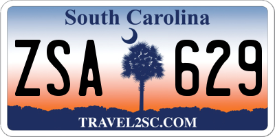 SC license plate ZSA629