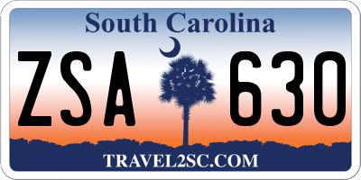 SC license plate ZSA630