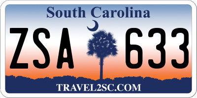 SC license plate ZSA633