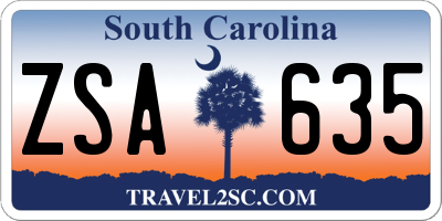 SC license plate ZSA635