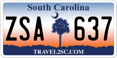 SC license plate ZSA637
