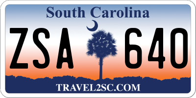 SC license plate ZSA640