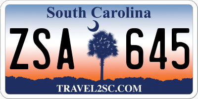 SC license plate ZSA645