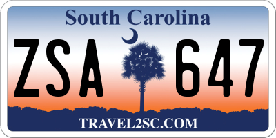 SC license plate ZSA647