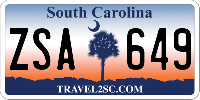 SC license plate ZSA649