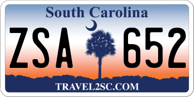 SC license plate ZSA652
