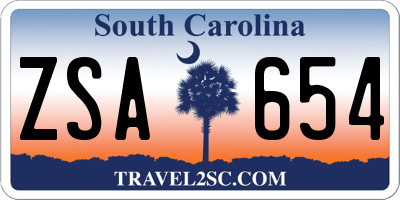 SC license plate ZSA654