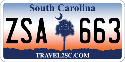 SC license plate ZSA663