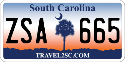 SC license plate ZSA665