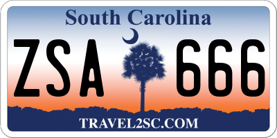 SC license plate ZSA666
