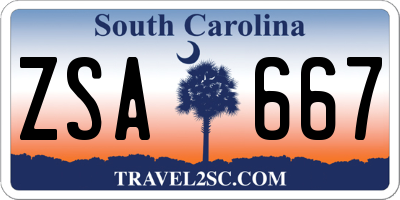 SC license plate ZSA667