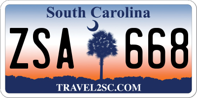 SC license plate ZSA668