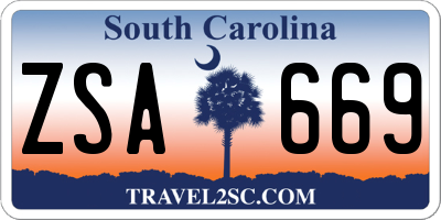 SC license plate ZSA669