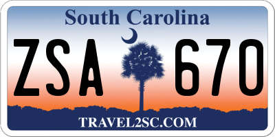 SC license plate ZSA670