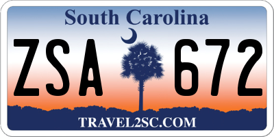 SC license plate ZSA672