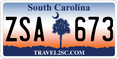 SC license plate ZSA673