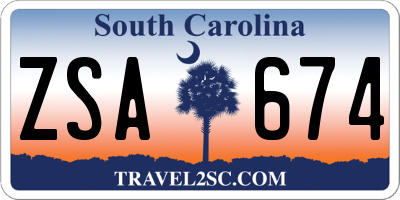 SC license plate ZSA674