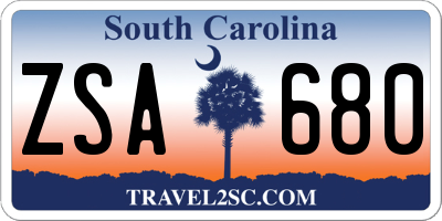 SC license plate ZSA680