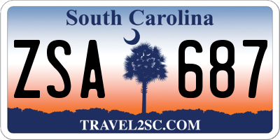 SC license plate ZSA687