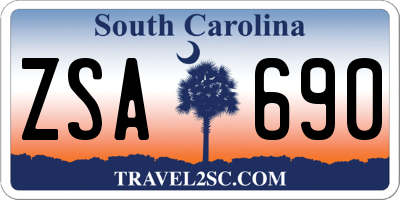 SC license plate ZSA690