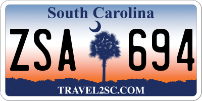 SC license plate ZSA694