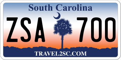SC license plate ZSA700
