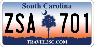 SC license plate ZSA701
